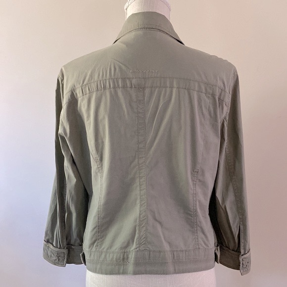 DKNY active women’s chest pocket khaki military jacket cotton button closure S - Picture 3 of 14